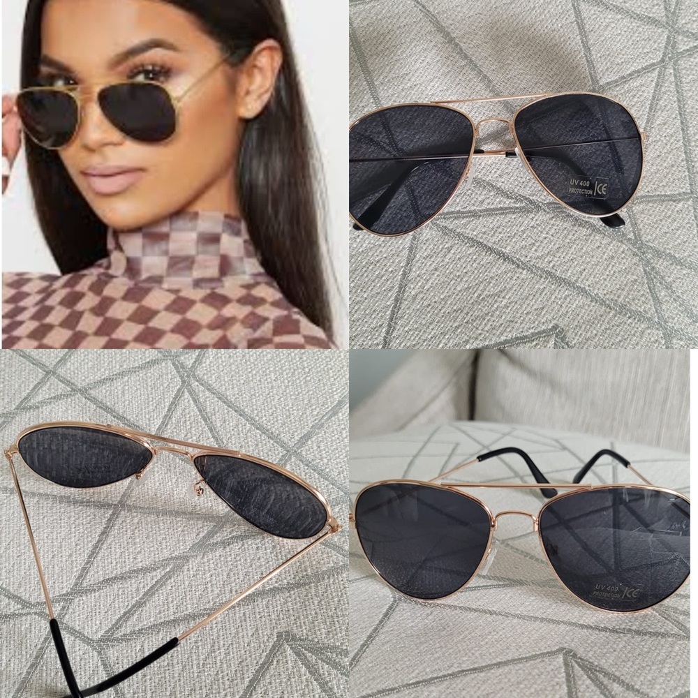 Color black with gold frame unisex black lens frame women or men can wear - Picture 1 of 1